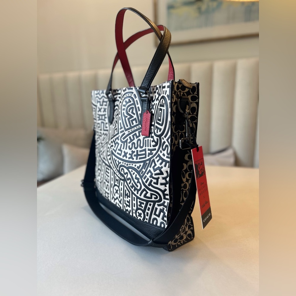 Coach Black and White Mickey Mouse Tote Bag - Picture 4 of 16